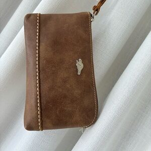 Roots Brown Leather Wristlet